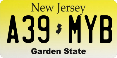 NJ license plate A39MYB