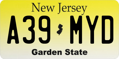 NJ license plate A39MYD