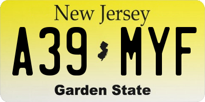 NJ license plate A39MYF