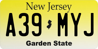 NJ license plate A39MYJ