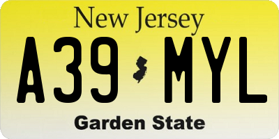 NJ license plate A39MYL