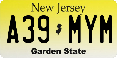 NJ license plate A39MYM