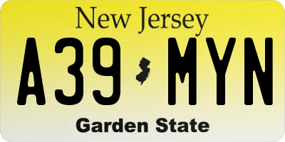 NJ license plate A39MYN