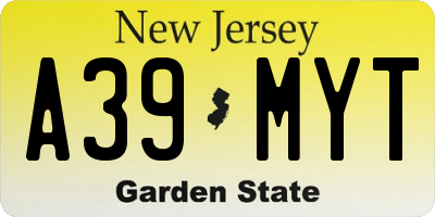 NJ license plate A39MYT