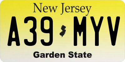 NJ license plate A39MYV