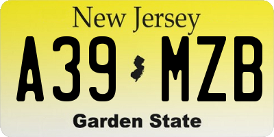 NJ license plate A39MZB