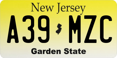 NJ license plate A39MZC