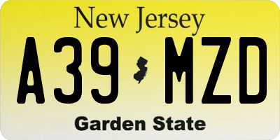 NJ license plate A39MZD