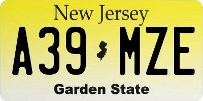 NJ license plate A39MZE