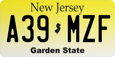 NJ license plate A39MZF