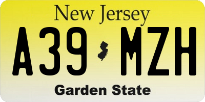 NJ license plate A39MZH