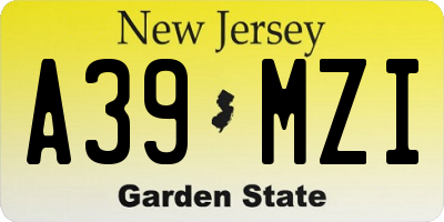 NJ license plate A39MZI