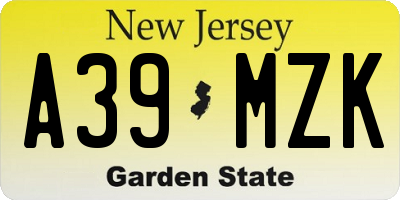 NJ license plate A39MZK