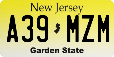 NJ license plate A39MZM