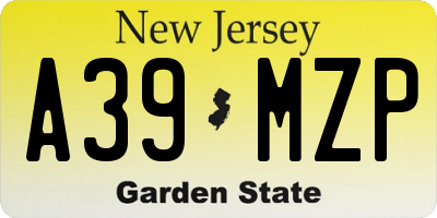 NJ license plate A39MZP