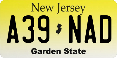 NJ license plate A39NAD