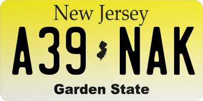 NJ license plate A39NAK