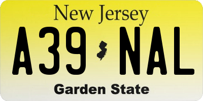 NJ license plate A39NAL