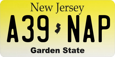 NJ license plate A39NAP