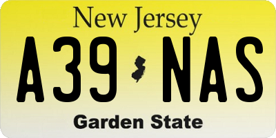 NJ license plate A39NAS