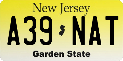 NJ license plate A39NAT