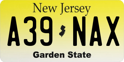 NJ license plate A39NAX