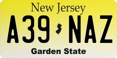 NJ license plate A39NAZ