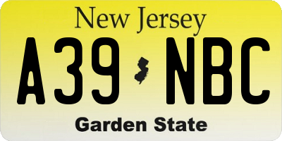 NJ license plate A39NBC