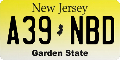 NJ license plate A39NBD