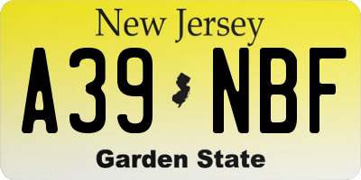NJ license plate A39NBF