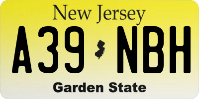 NJ license plate A39NBH