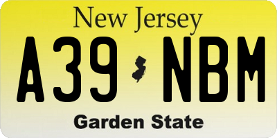 NJ license plate A39NBM
