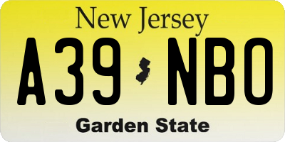 NJ license plate A39NBO