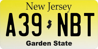 NJ license plate A39NBT
