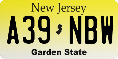 NJ license plate A39NBW