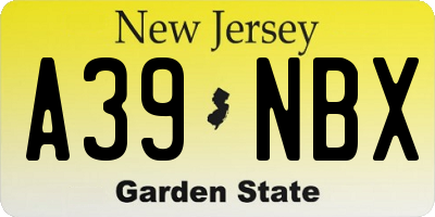 NJ license plate A39NBX
