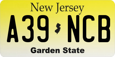 NJ license plate A39NCB