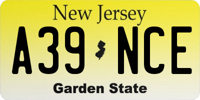 NJ license plate A39NCE