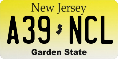 NJ license plate A39NCL