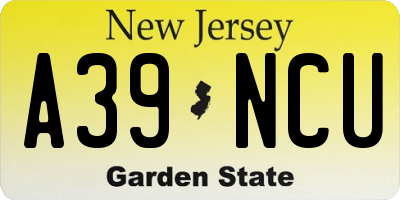 NJ license plate A39NCU
