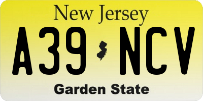 NJ license plate A39NCV