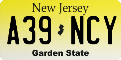 NJ license plate A39NCY