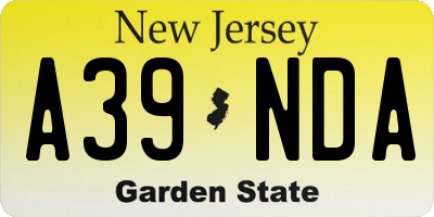 NJ license plate A39NDA