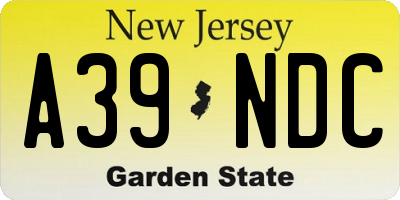 NJ license plate A39NDC