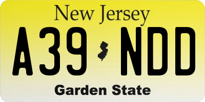 NJ license plate A39NDD