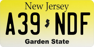 NJ license plate A39NDF