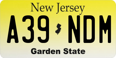 NJ license plate A39NDM