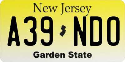 NJ license plate A39NDO