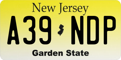 NJ license plate A39NDP