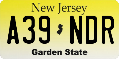 NJ license plate A39NDR